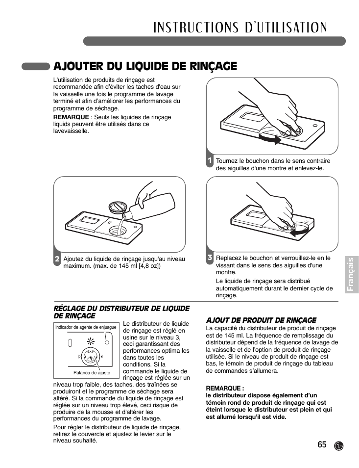 Ajouter du liquide de rinçage | LG LDF7932BB User Manual | Page 65 / 72