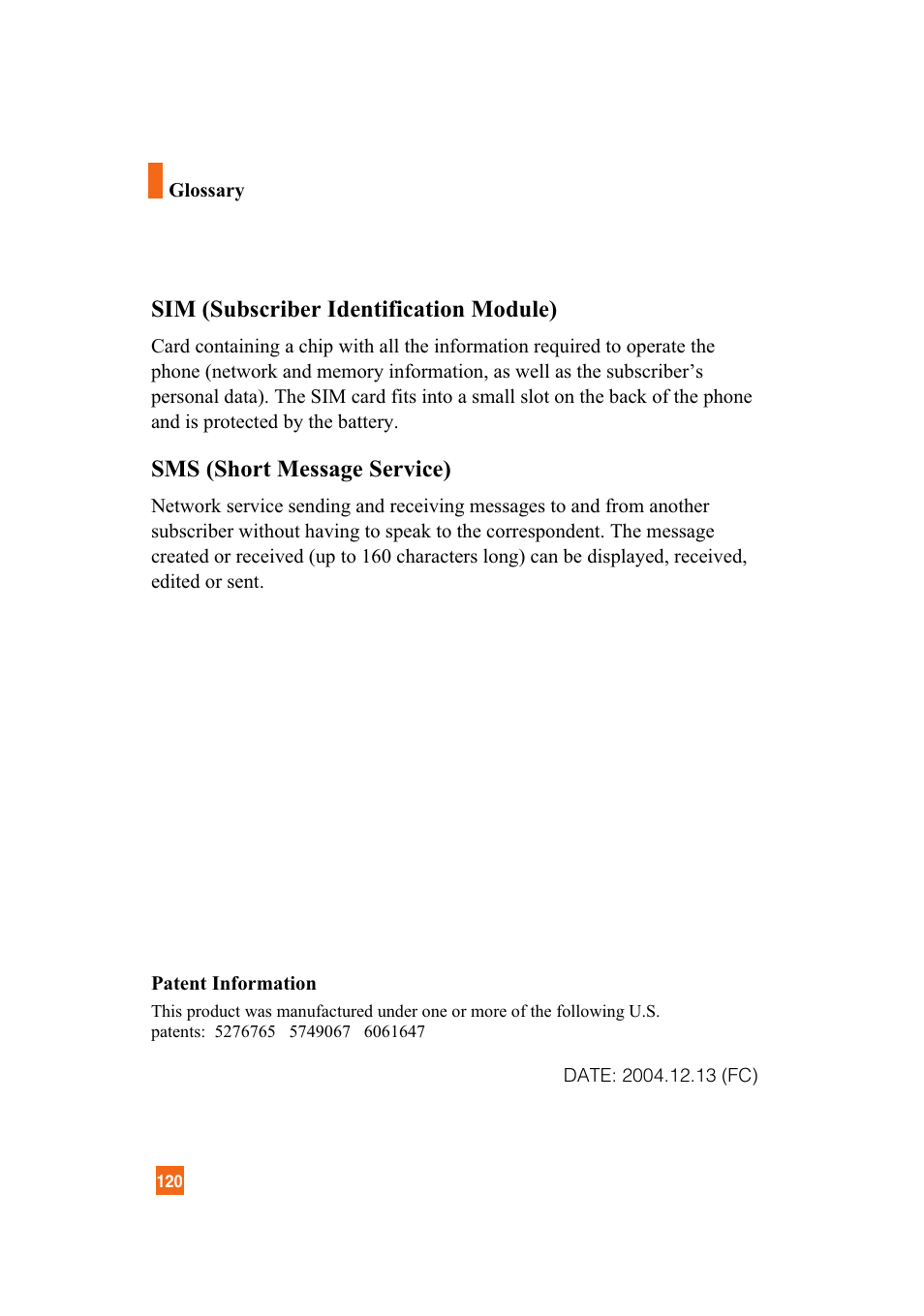 Sim (subscriber identification module), Sms (short message service) | LG A7110 User Manual | Page 122 / 262