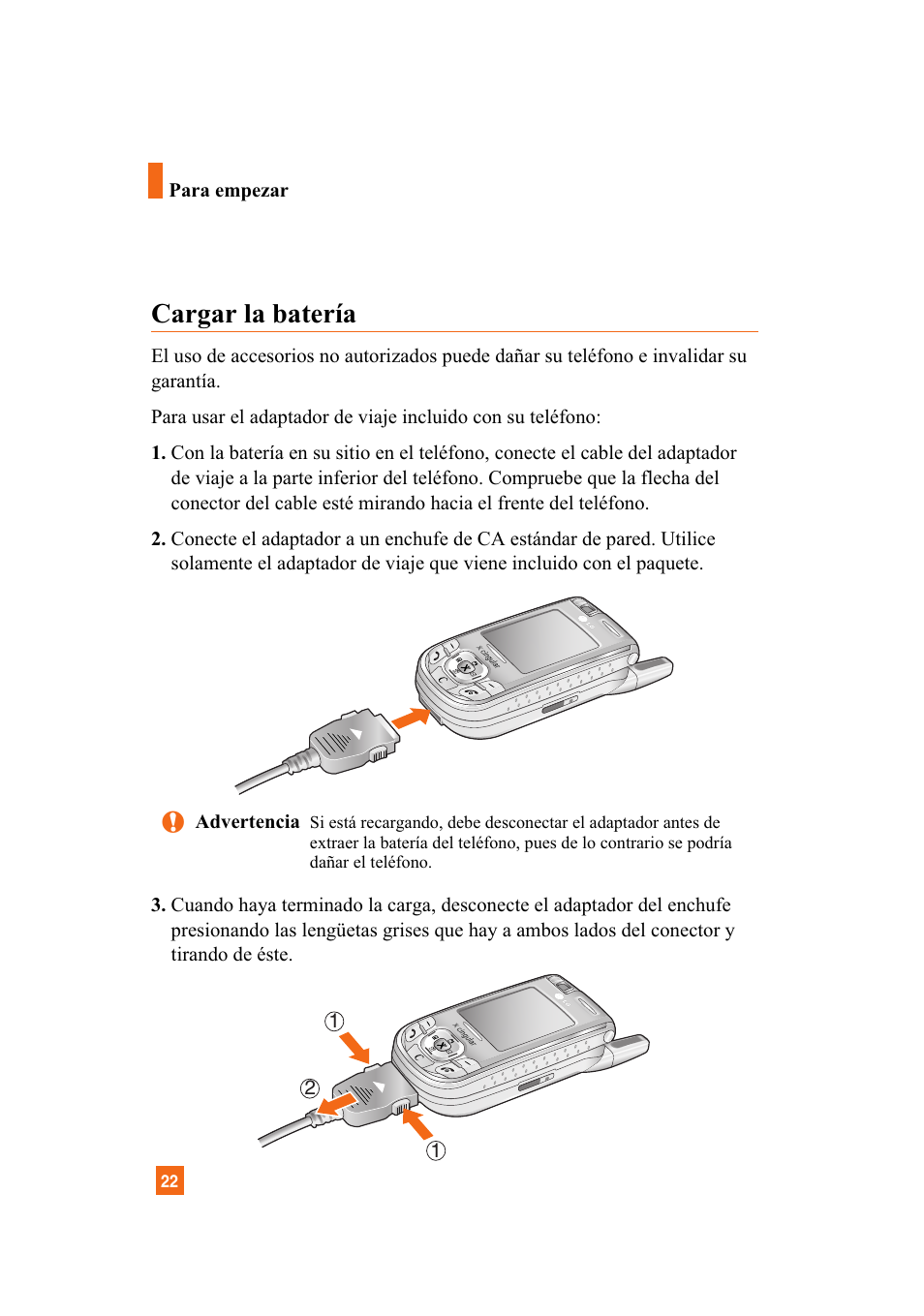 Cargar la batería | LG A7110 User Manual | Page 150 / 262