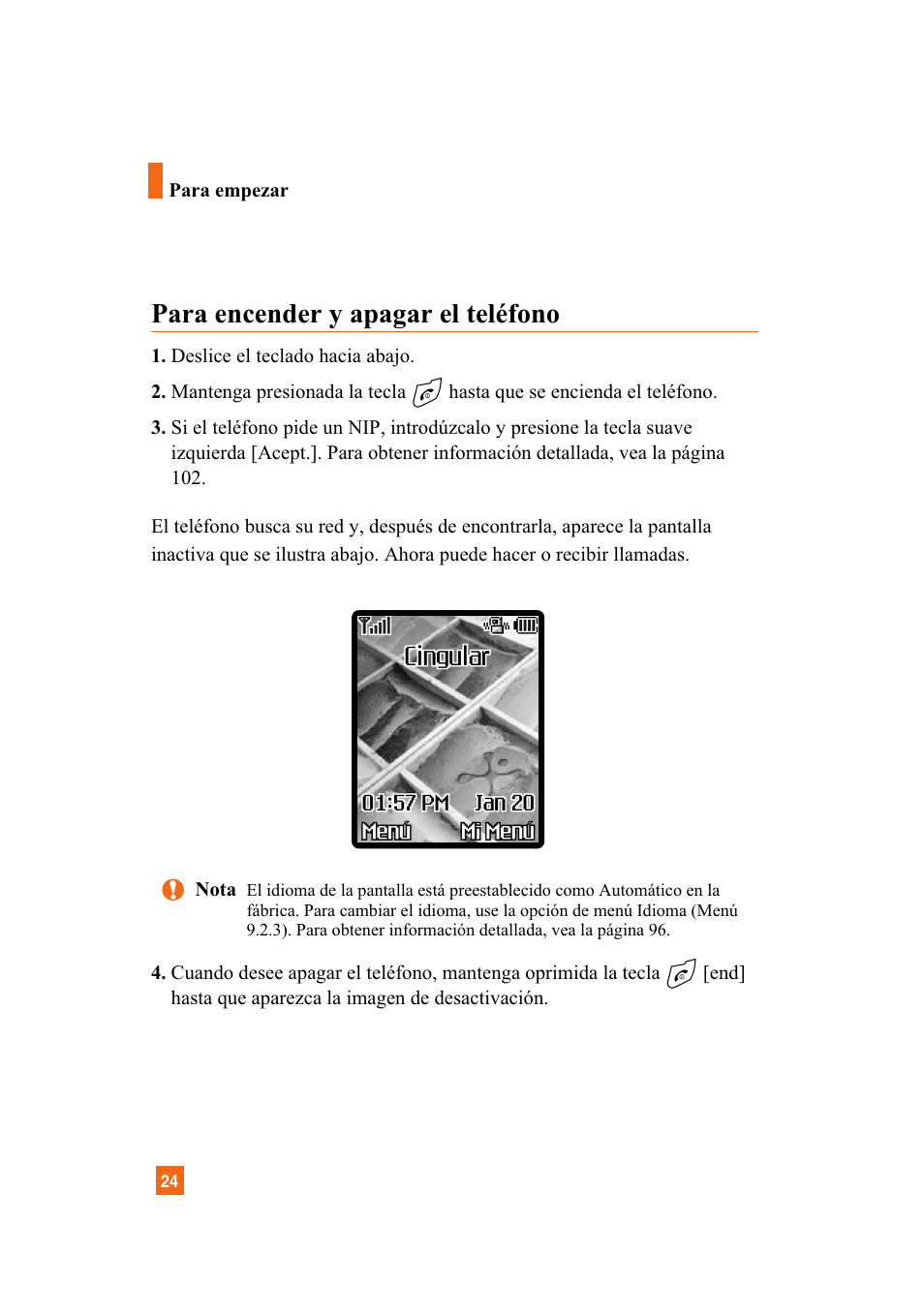 Para encender y apagar el teléfono | LG A7110 User Manual | Page 152 / 262