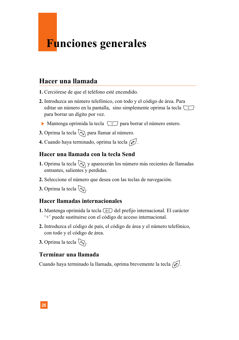 Funciones generales, Hacer una llamada | LG A7110 User Manual | Page 154 / 262