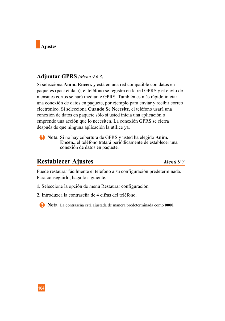 Restablecer ajustes | LG A7110 User Manual | Page 232 / 262