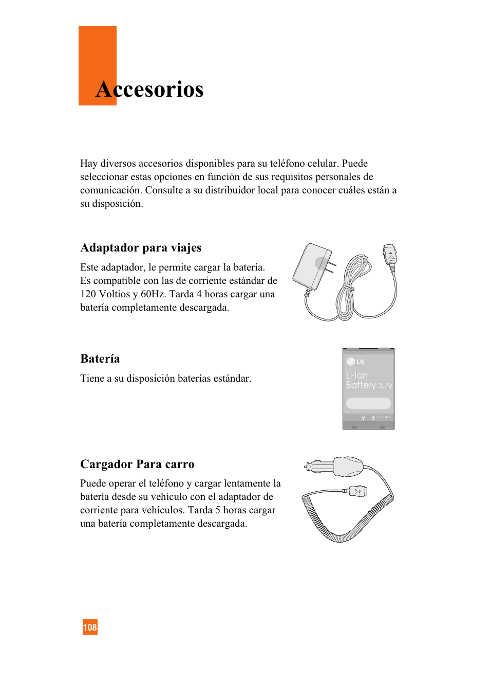 Accesorios | LG A7110 User Manual | Page 236 / 262