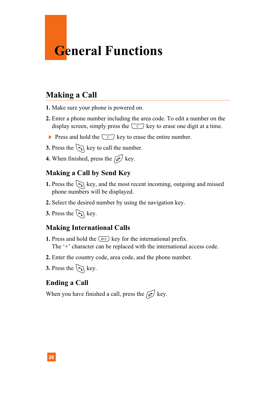 General functions, Making a call | LG A7110 User Manual | Page 28 / 262