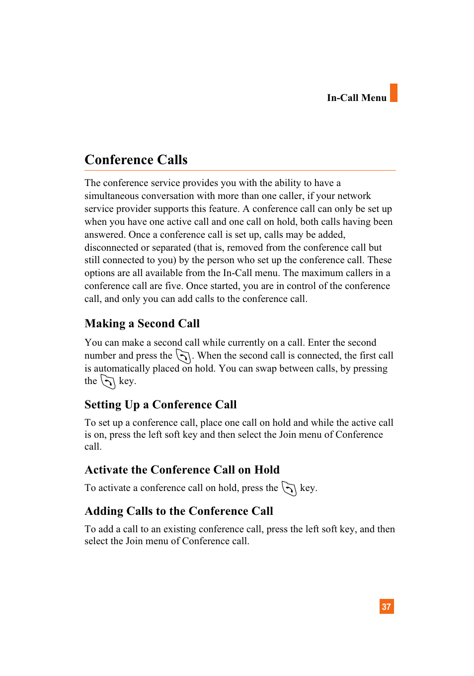 Conference calls | LG A7110 User Manual | Page 39 / 262