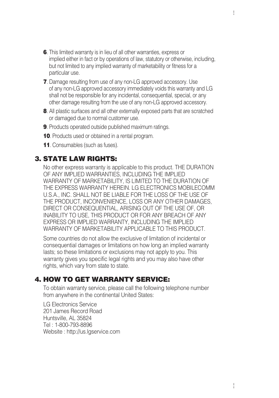 LG A7110 User Manual | Page 4 / 262