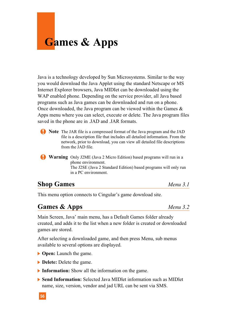 Shop games, Games & apps | LG A7110 User Manual | Page 58 / 262