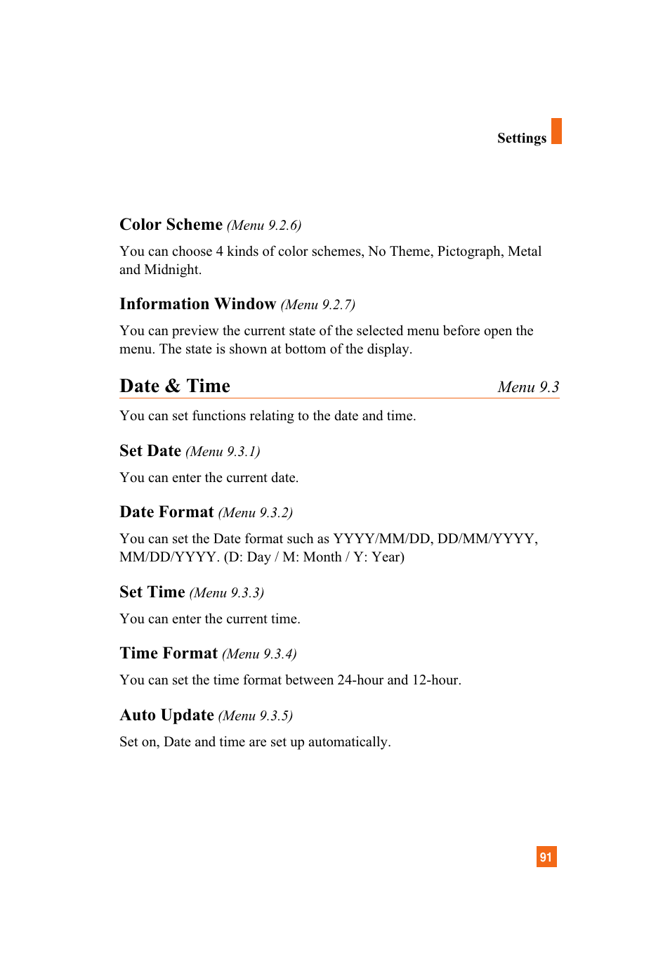 Date & time | LG A7110 User Manual | Page 93 / 262