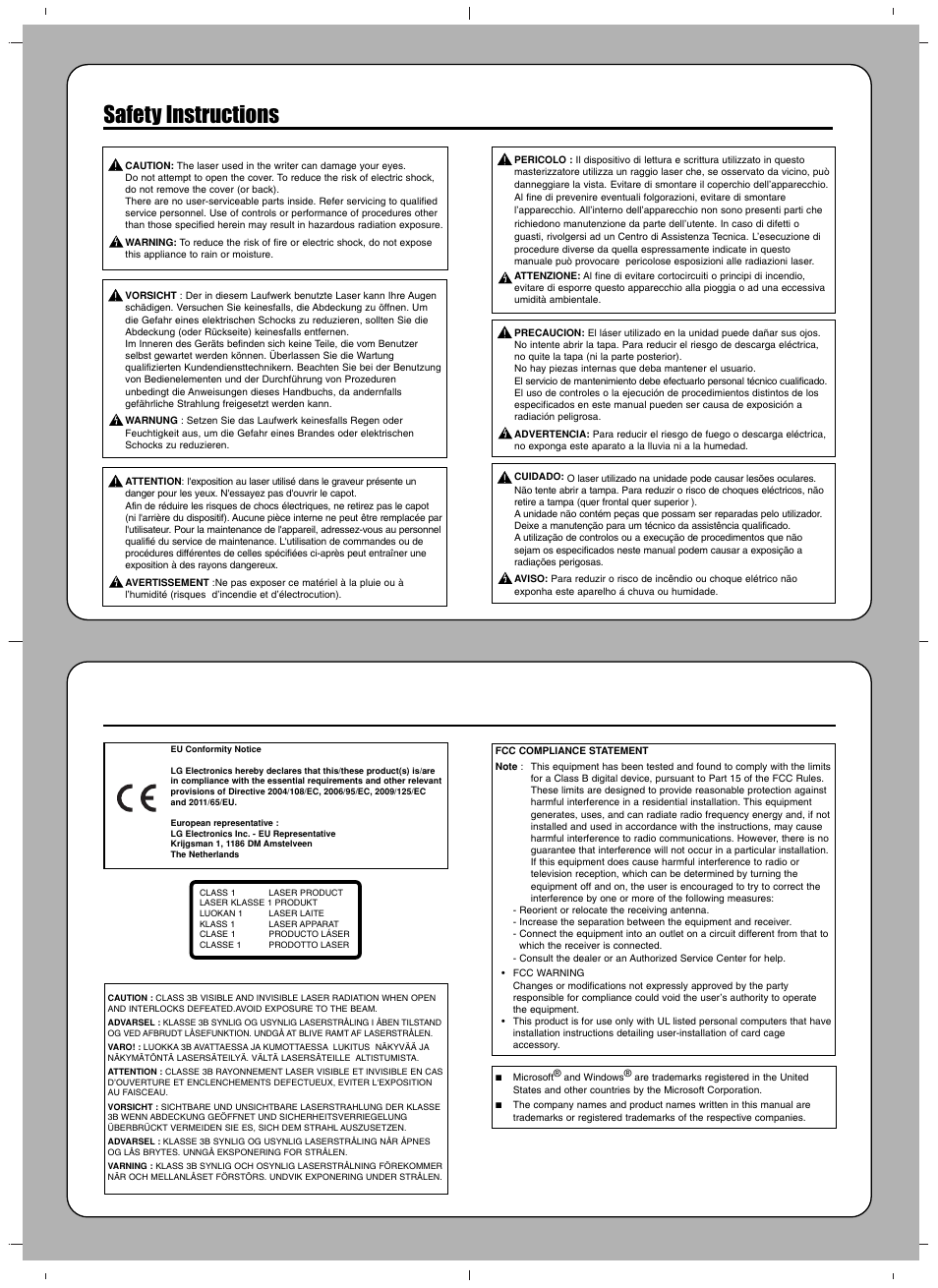 Safety instructions | LG CP40NG10 User Manual | Page 4 / 4