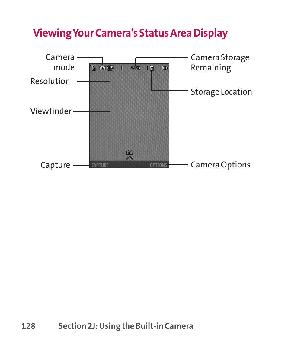 Viewing your camera’s status area display | LG LGLX265 User Manual | Page 142 / 438