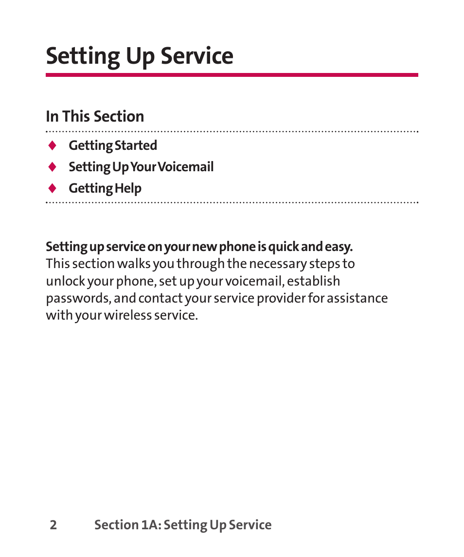 Setting up service | LG LGLX265 User Manual | Page 16 / 438