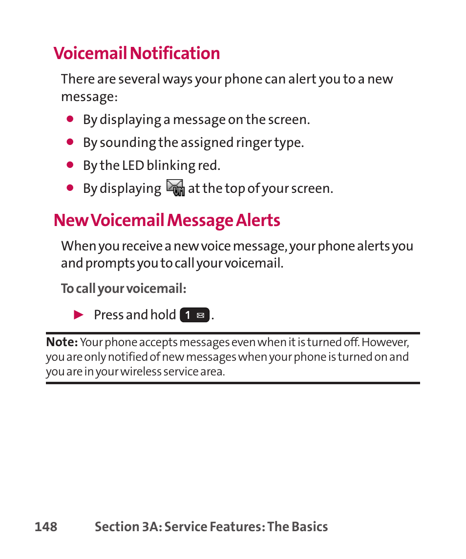 Voicemail notification, New voicemail message alerts | LG LGLX265 User Manual | Page 162 / 438