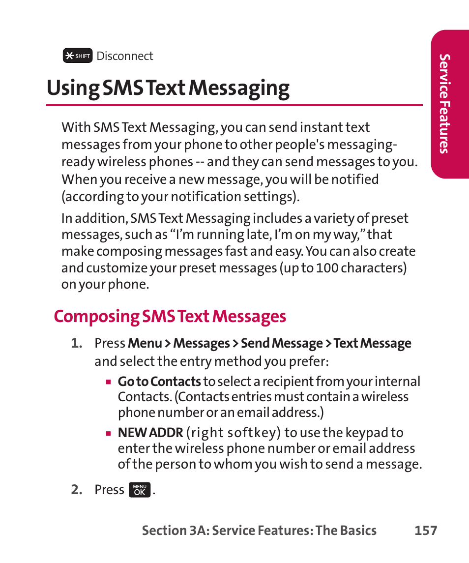 Using sms text messaging, Composing sms text messages | LG LGLX265 User Manual | Page 171 / 438