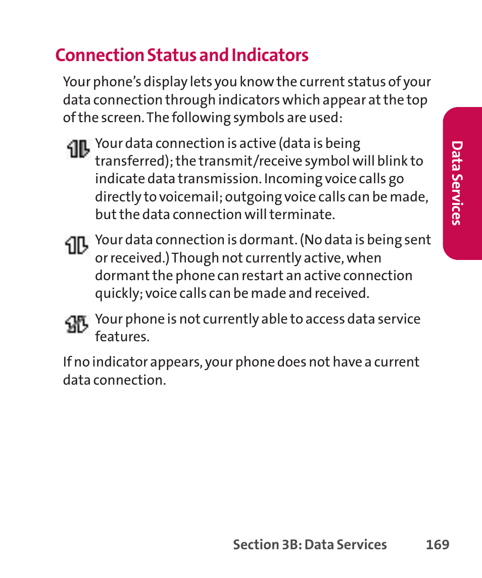 Connection status and indicators | LG LGLX265 User Manual | Page 183 / 438
