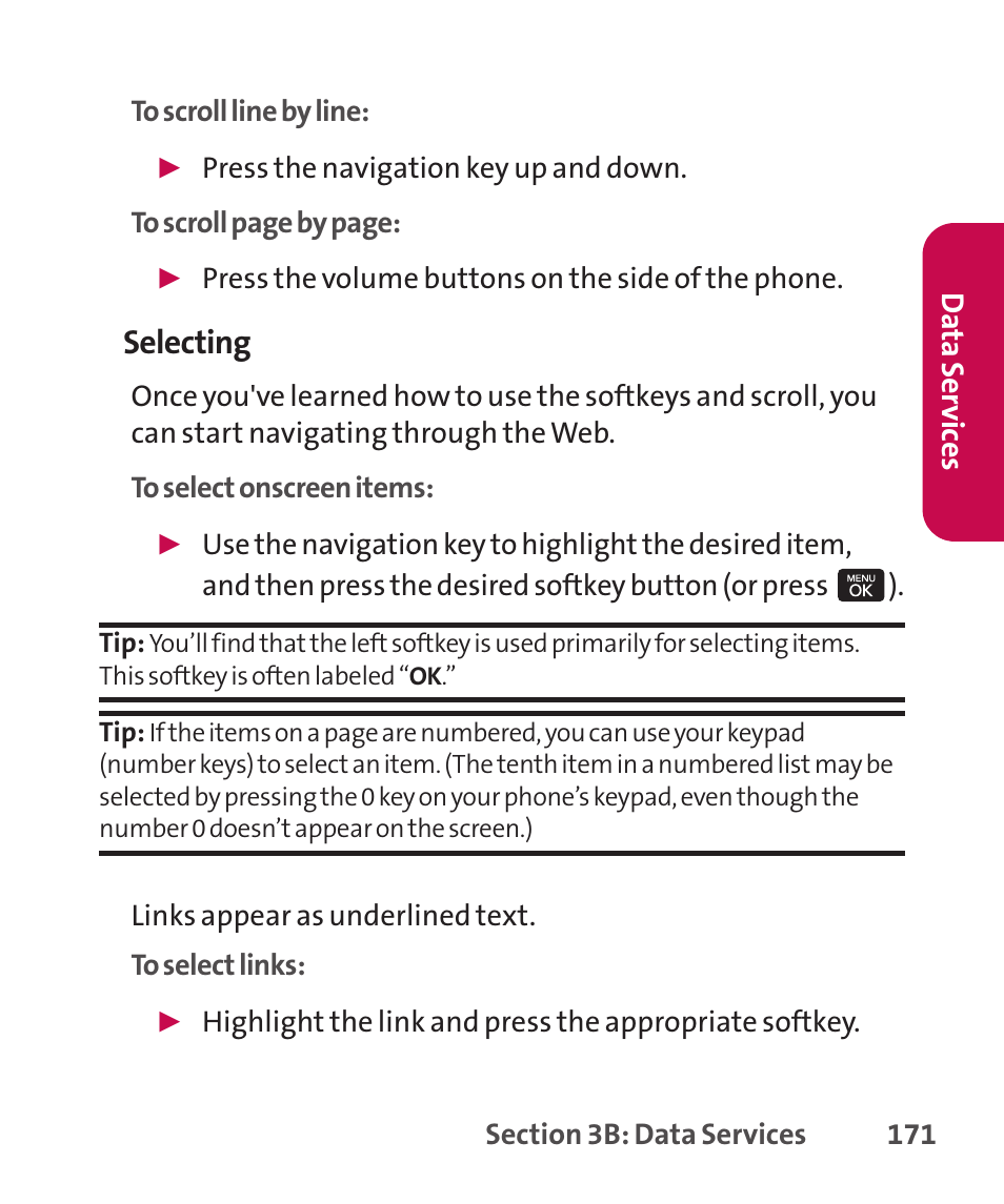 Selecting | LG LGLX265 User Manual | Page 185 / 438