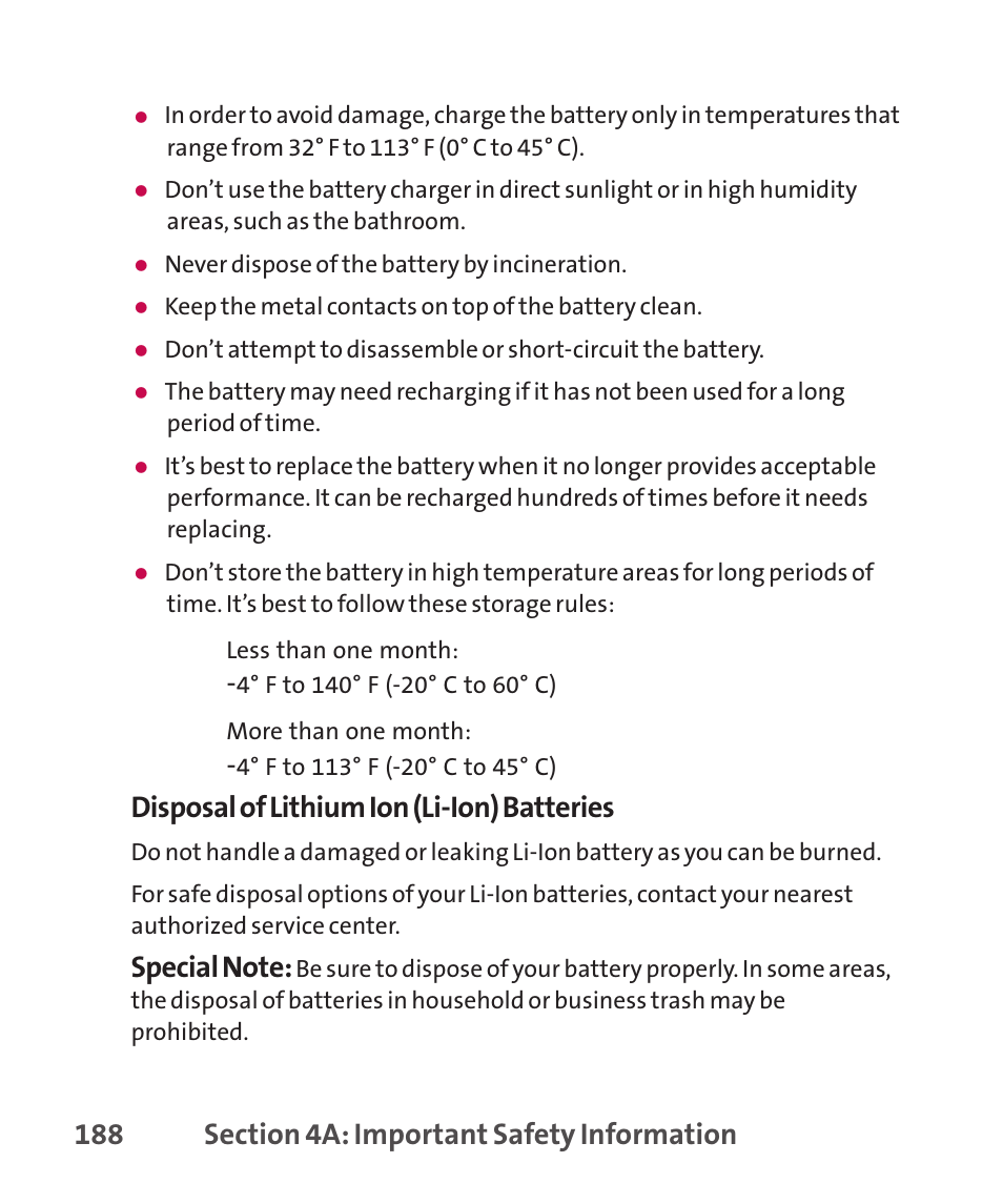 Using your phone with a hear, Using your phone with a hearing aid device, Disposal of lithium ion (li-ion) batteries | LG LGLX265 User Manual | Page 202 / 438