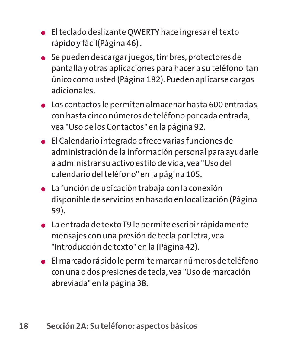 18 sección 2a: su teléfono: aspectos básicos | LG LGLX265 User Manual | Page 245 / 438