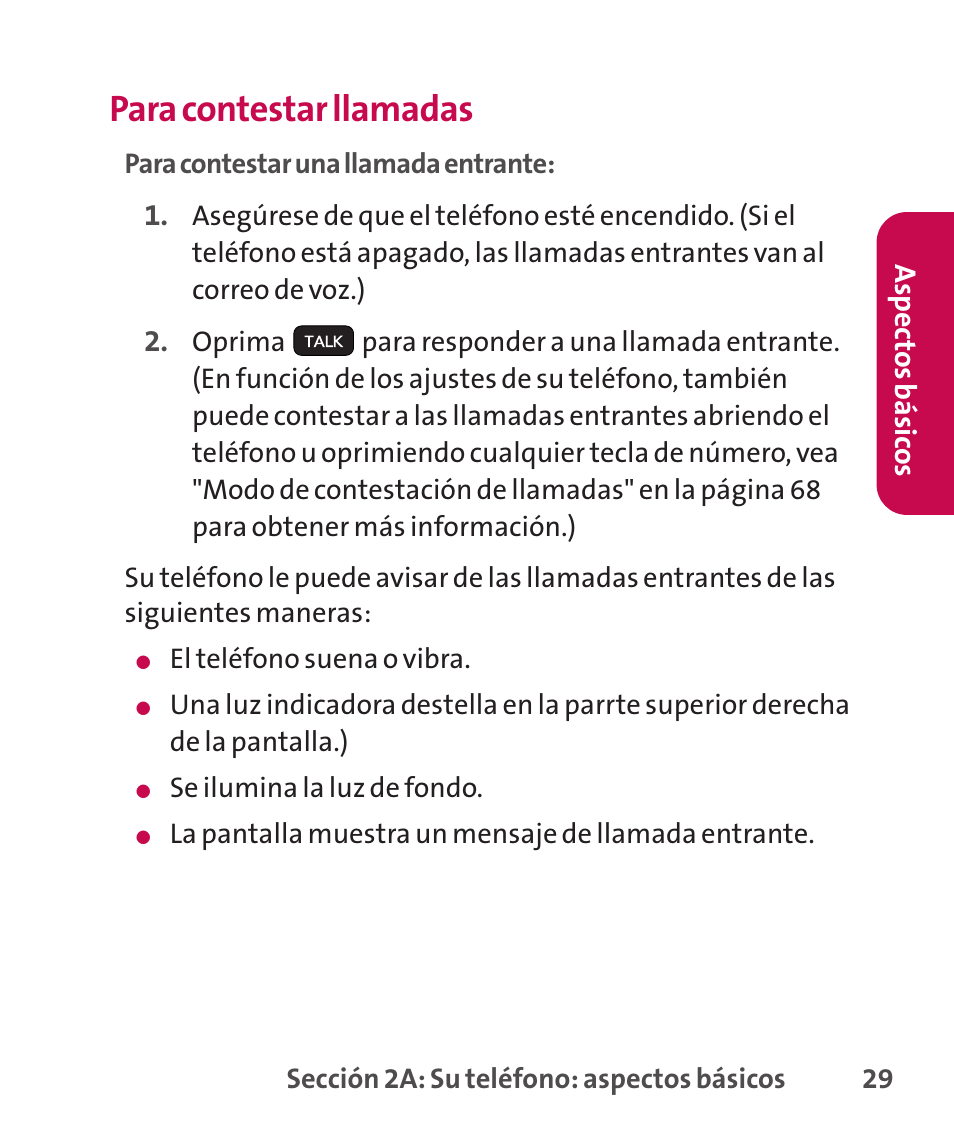 Para contestar llamadas | LG LGLX265 User Manual | Page 256 / 438