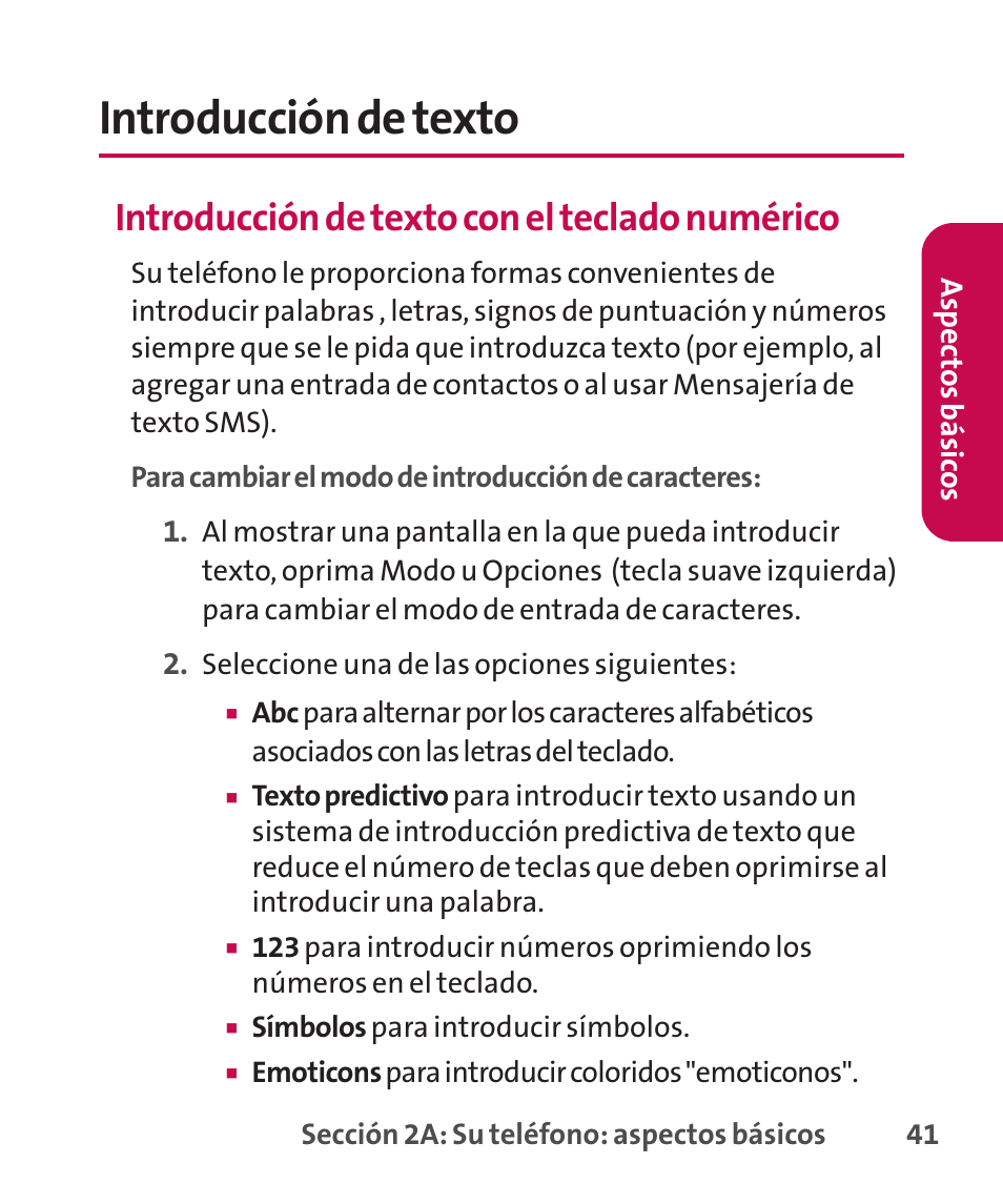Introducción de texto, Introducción de texto con el teclado numérico | LG LGLX265 User Manual | Page 268 / 438