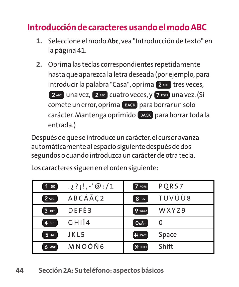 Introducción de caracteres usando el modo abc | LG LGLX265 User Manual | Page 271 / 438