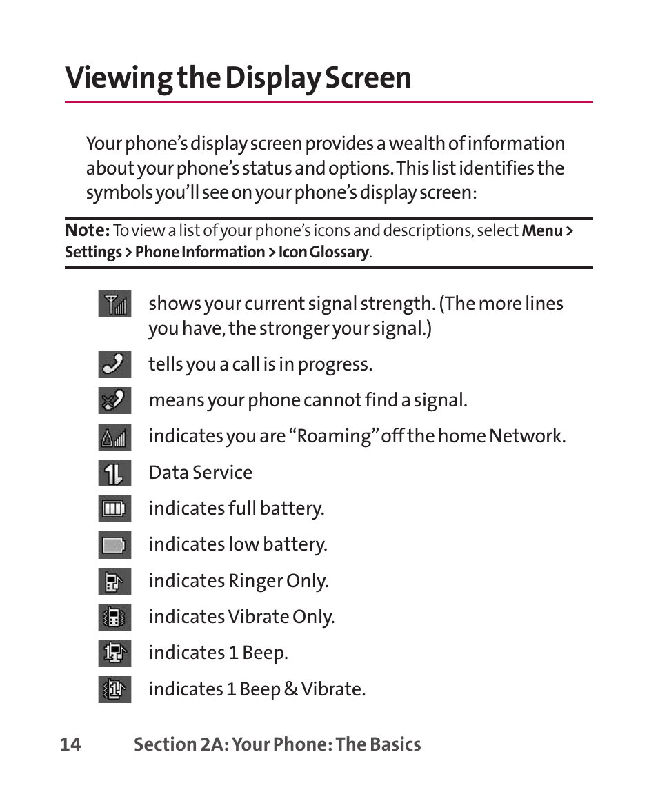 Viewing the display screen | LG LGLX265 User Manual | Page 28 / 438