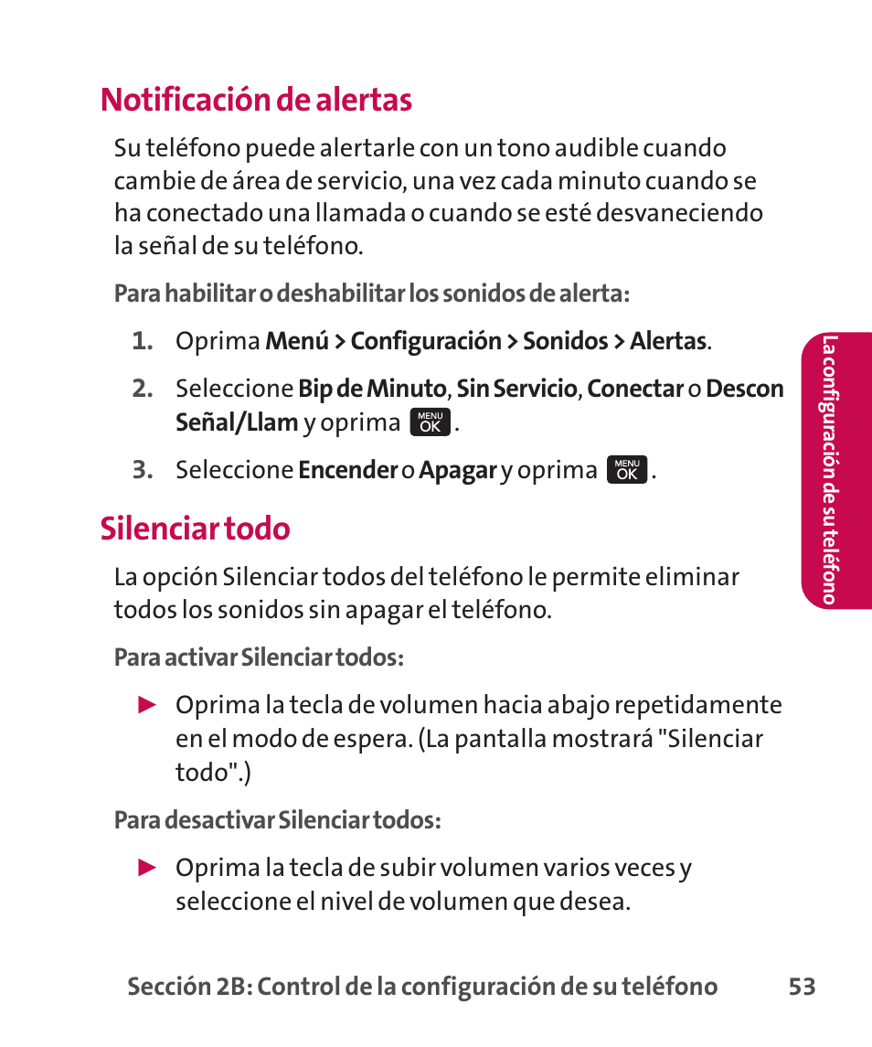 Notificación de alertas, Silenciar todo | LG LGLX265 User Manual | Page 280 / 438