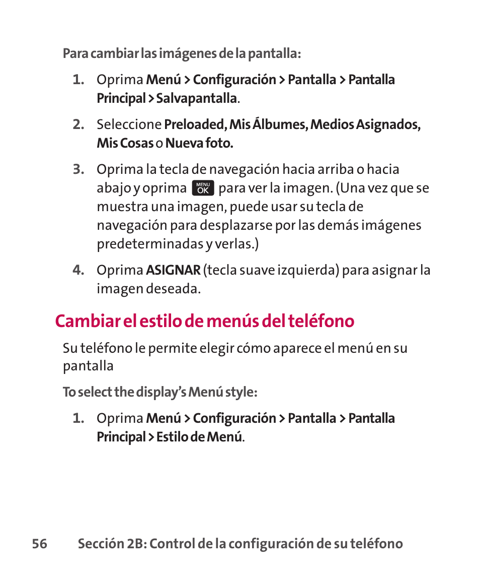 Cambiar el estilo de menús del teléfono | LG LGLX265 User Manual | Page 283 / 438