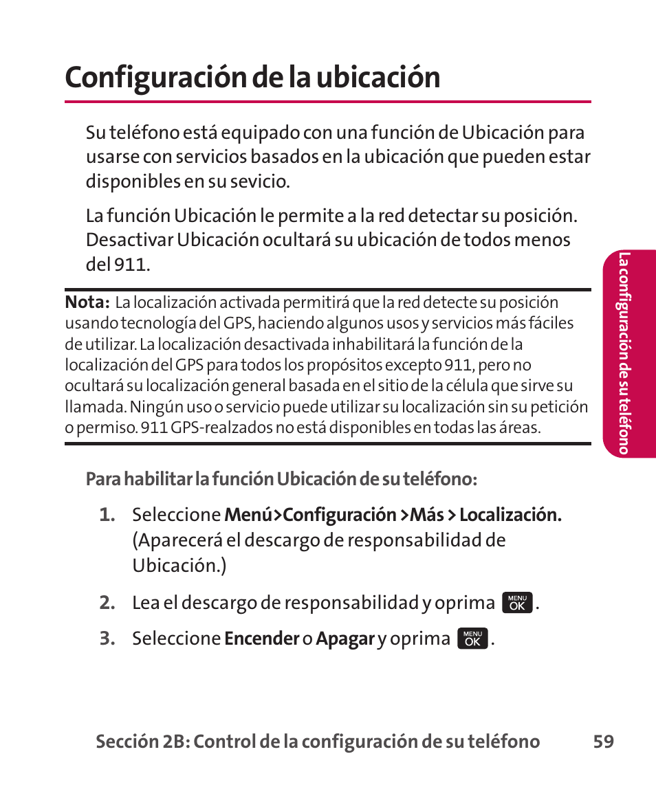 Configuración de la ubicación | LG LGLX265 User Manual | Page 286 / 438