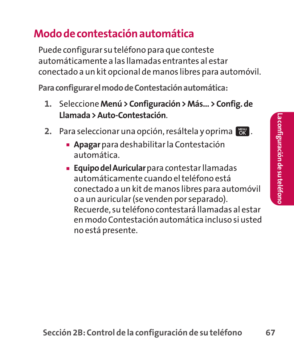 Modo de contestación automática | LG LGLX265 User Manual | Page 294 / 438
