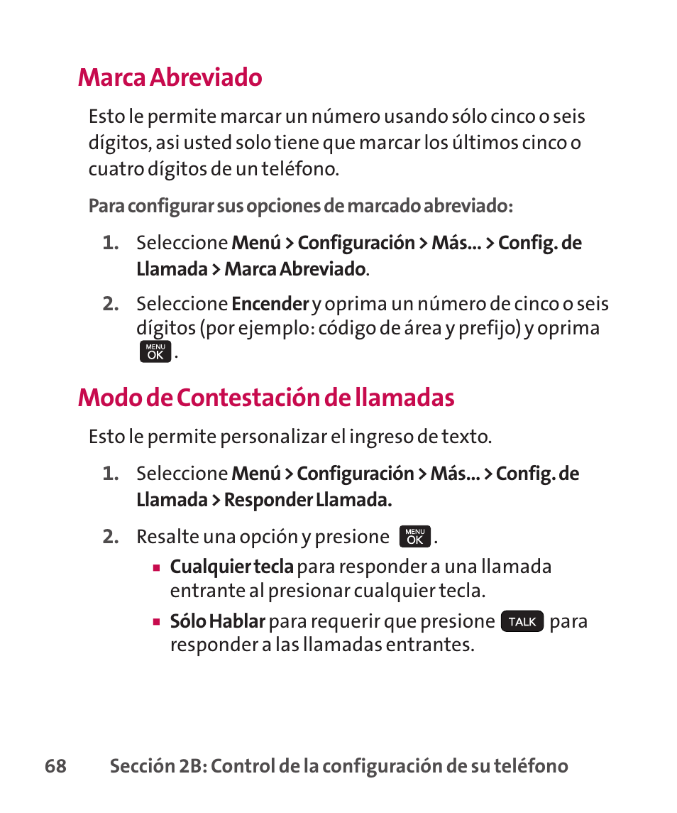 Marca abreviado, Modo de contestación de llamadas | LG LGLX265 User Manual | Page 295 / 438