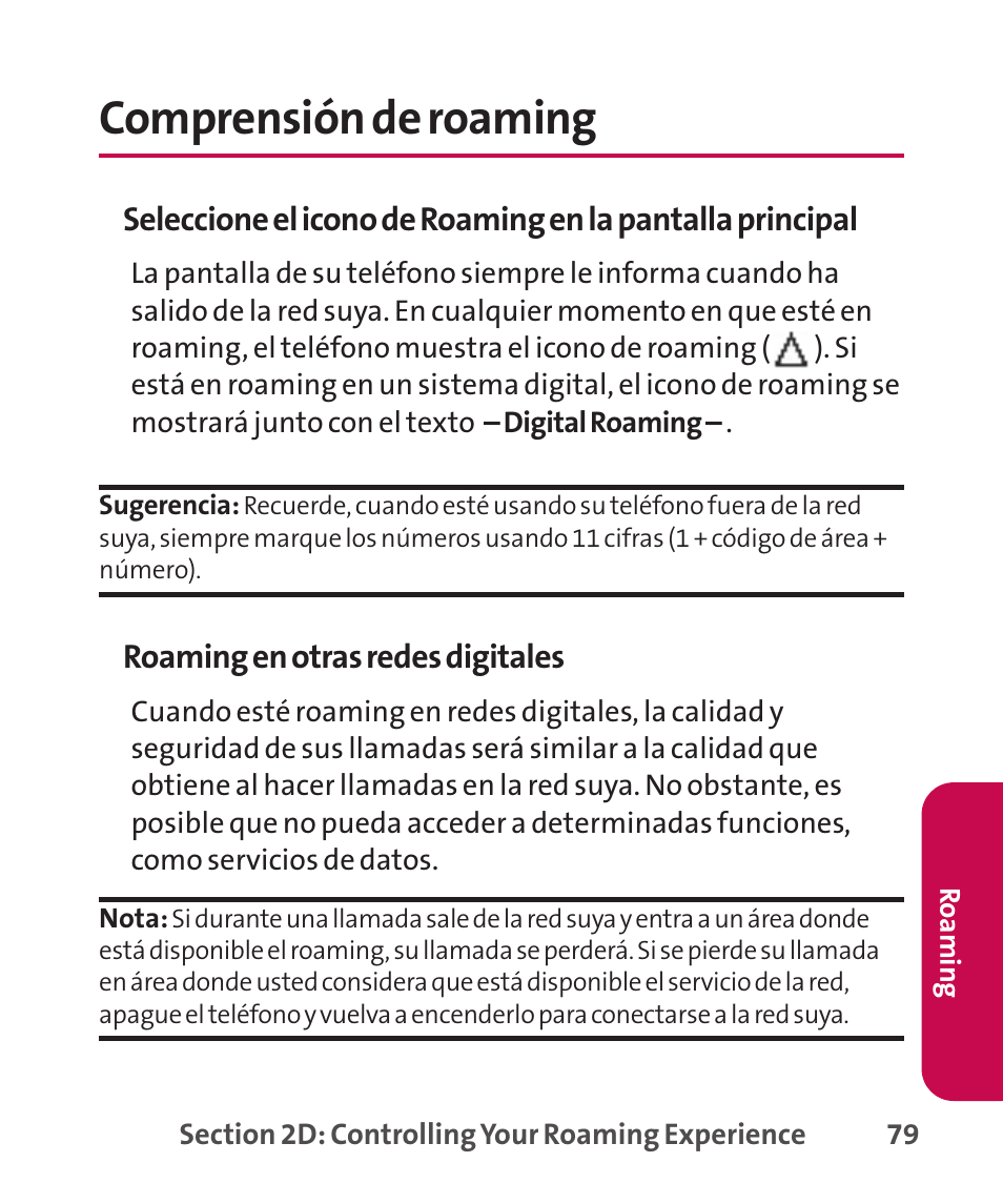 Comprensión de roaming | LG LGLX265 User Manual | Page 306 / 438