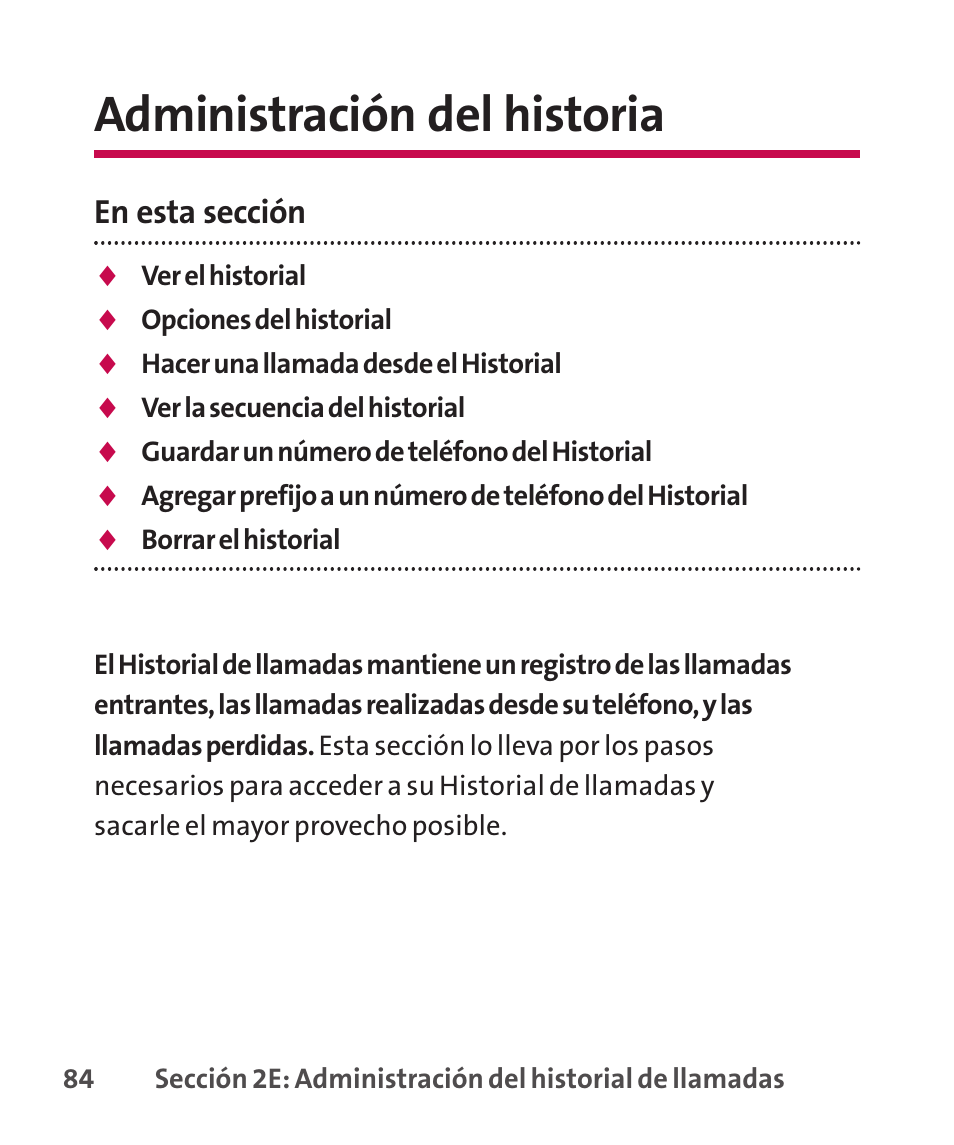 Administración del historia, En esta sección | LG LGLX265 User Manual | Page 311 / 438