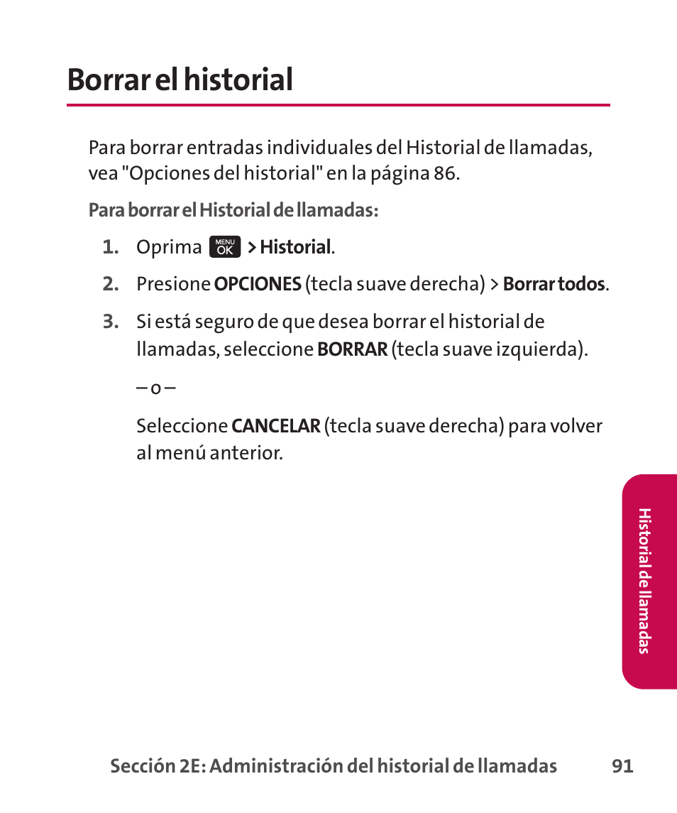 Borrar el historial | LG LGLX265 User Manual | Page 318 / 438