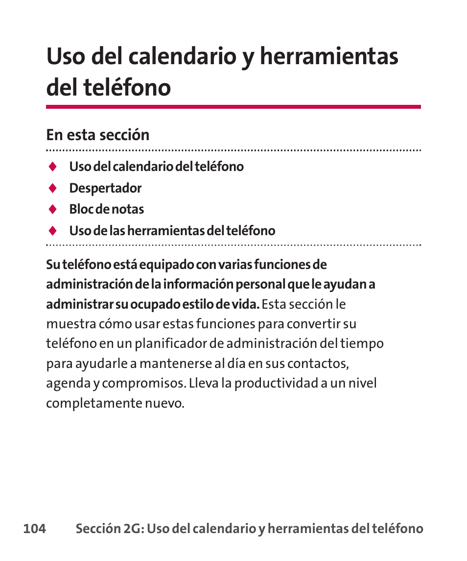 Uso del calendario y herrami, Uso del calendario y herramientas del teléfono | LG LGLX265 User Manual | Page 331 / 438