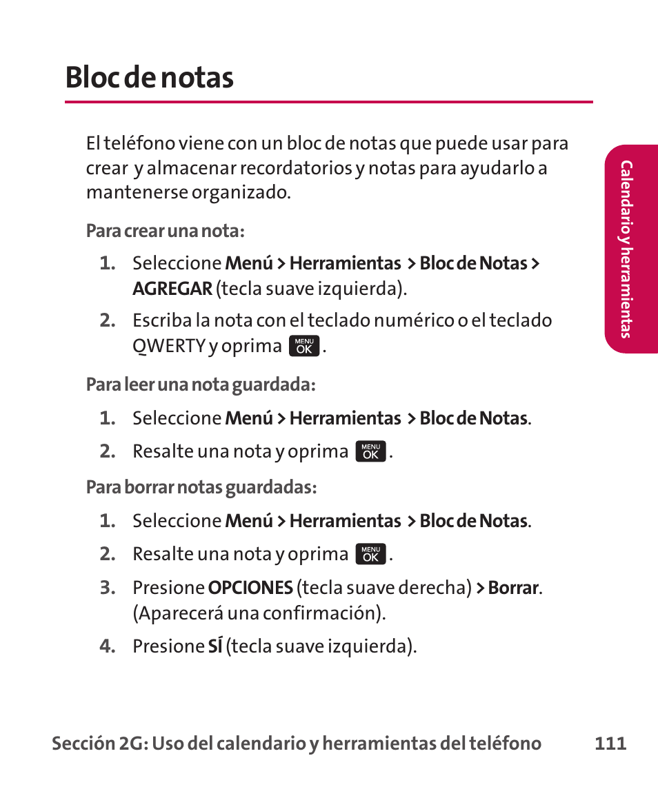 Bloc de notas | LG LGLX265 User Manual | Page 338 / 438