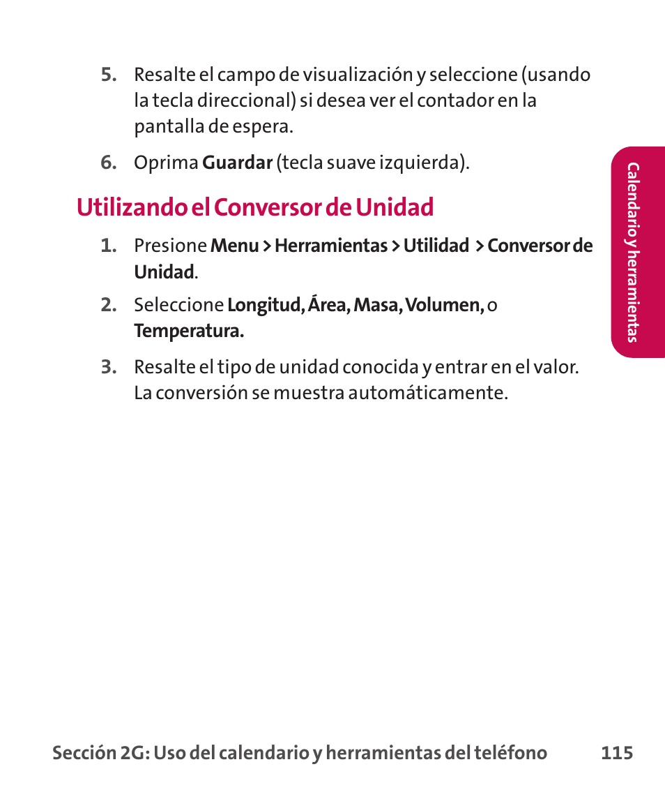 Utilizando el conversor de unidad | LG LGLX265 User Manual | Page 342 / 438