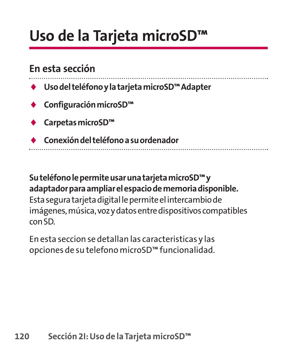 Uso de la tarjeta microsd, En esta sección | LG LGLX265 User Manual | Page 347 / 438