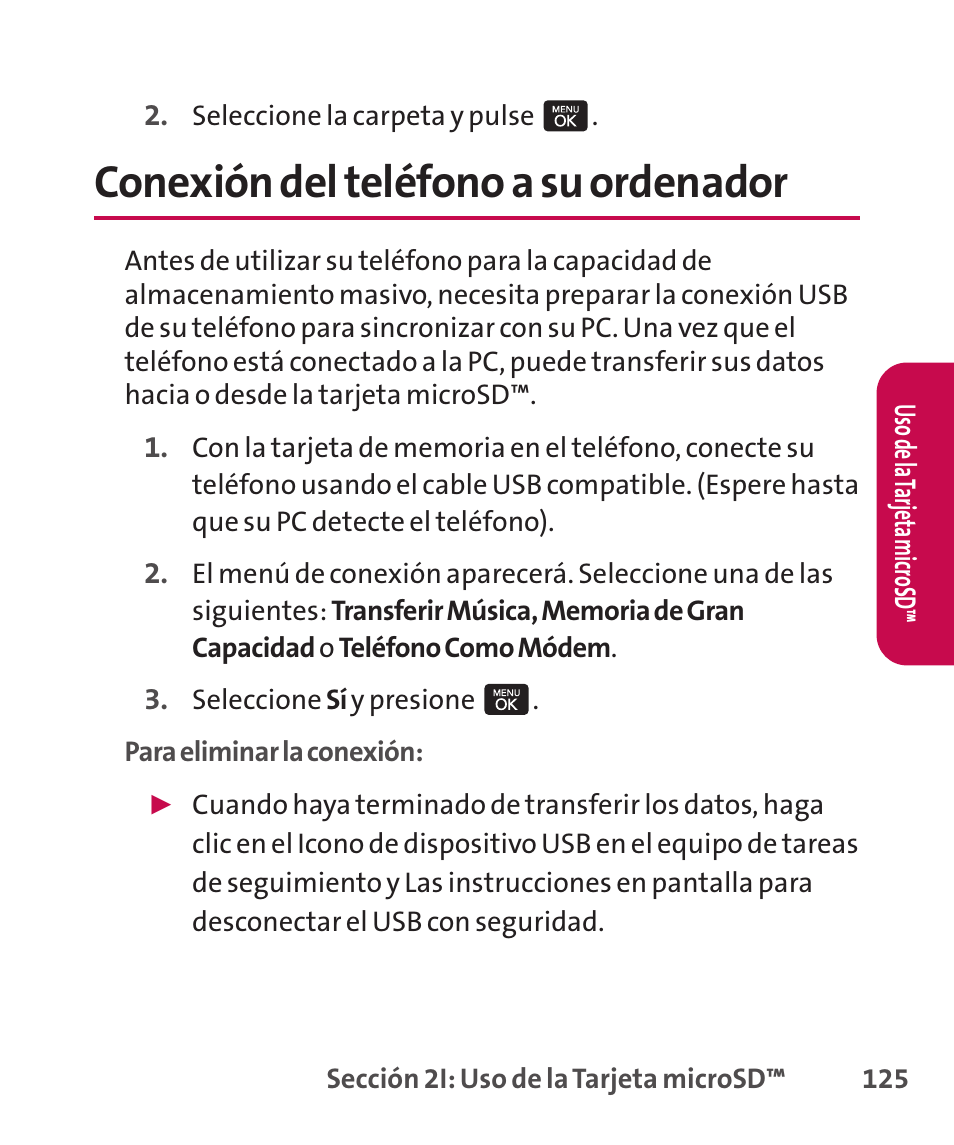 Conexión del teléfono a su o, Conexión del teléfono a su ordenador | LG LGLX265 User Manual | Page 352 / 438