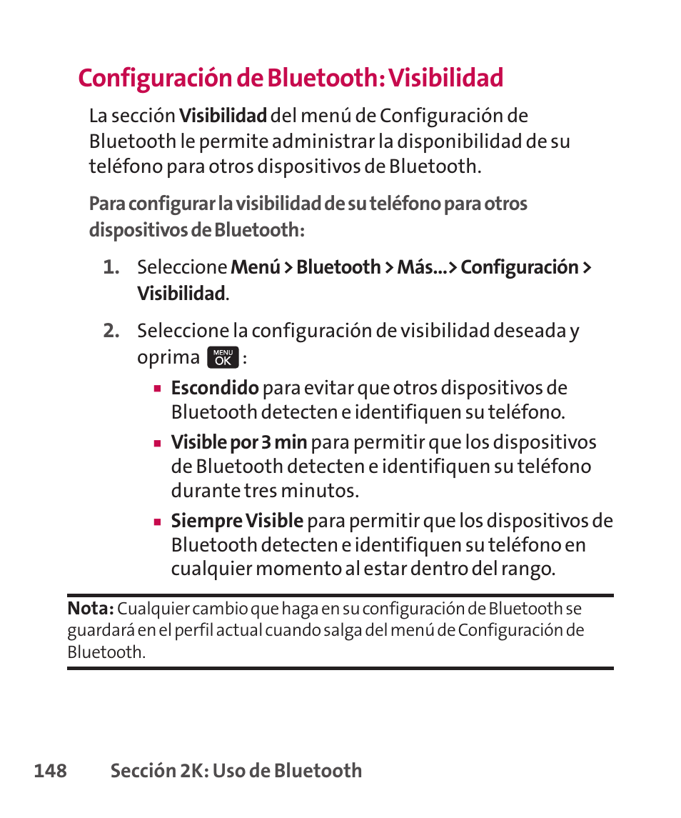 Configuración de bluetooth: visibilidad | LG LGLX265 User Manual | Page 375 / 438