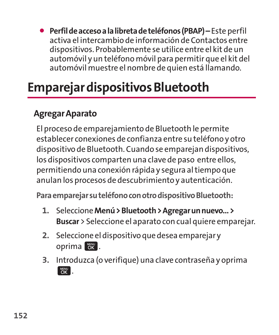 Emparejar dispositivos bluet, Emparejar dispositivos bluetooth | LG LGLX265 User Manual | Page 379 / 438
