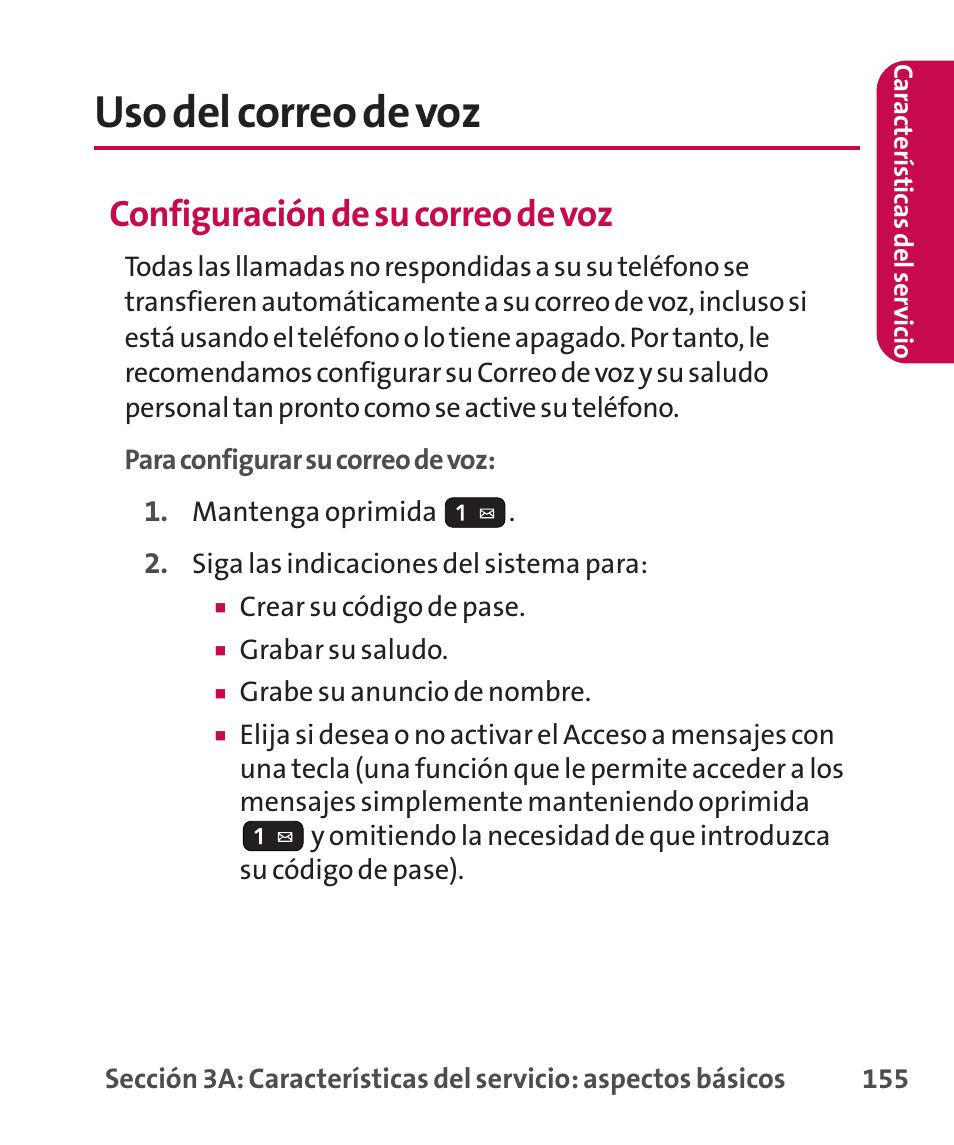 Uso del correo de voz, Configuración de su correo de voz | LG LGLX265 User Manual | Page 382 / 438
