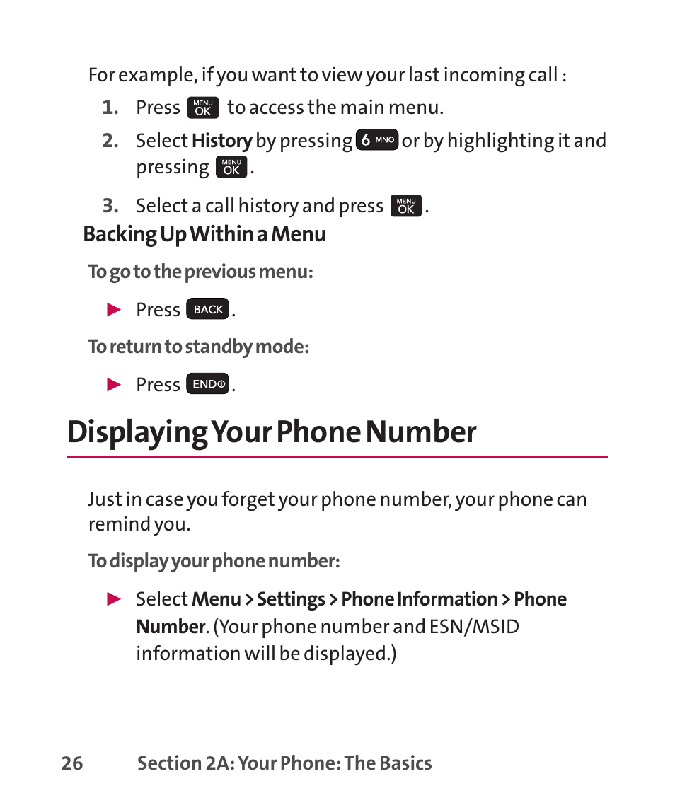 Displaying your phone number, Displayingyour phone number | LG LGLX265 User Manual | Page 40 / 438
