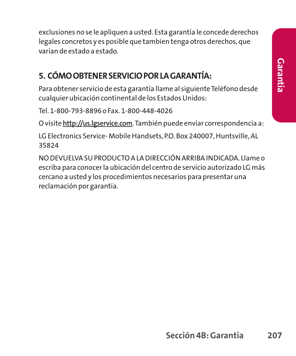 Garantía del fabricant, Garantía del fabricante | LG LGLX265 User Manual | Page 434 / 438