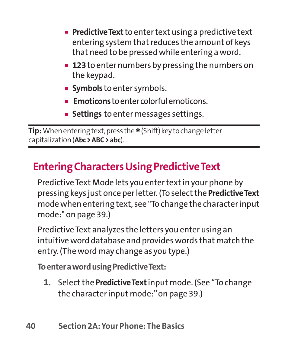 Entering characters using predictive text | LG LGLX265 User Manual | Page 54 / 438