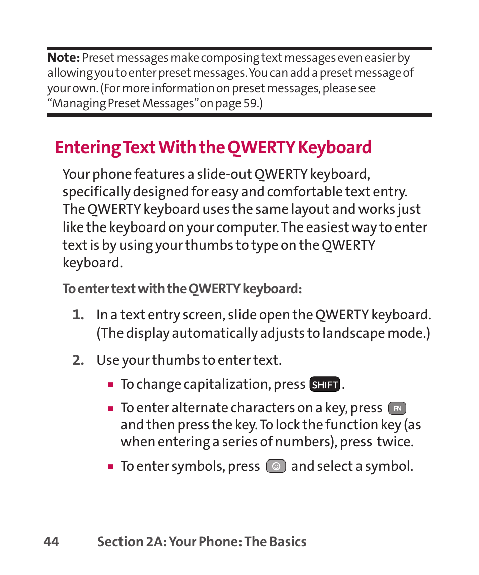 Entering textwith the qwerty keyboard | LG LGLX265 User Manual | Page 58 / 438