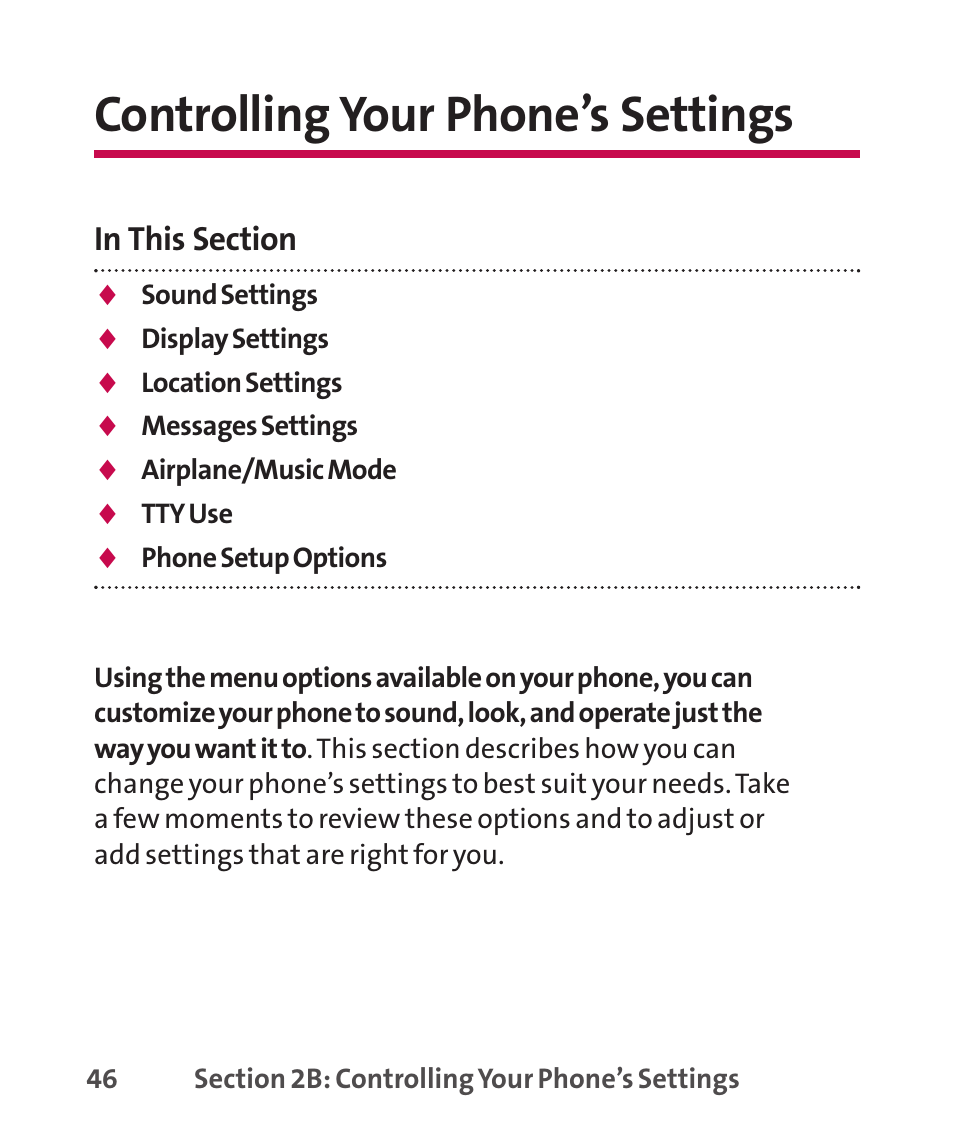 Controlling your phone’s set, Controlling your phone’s settings | LG LGLX265 User Manual | Page 60 / 438
