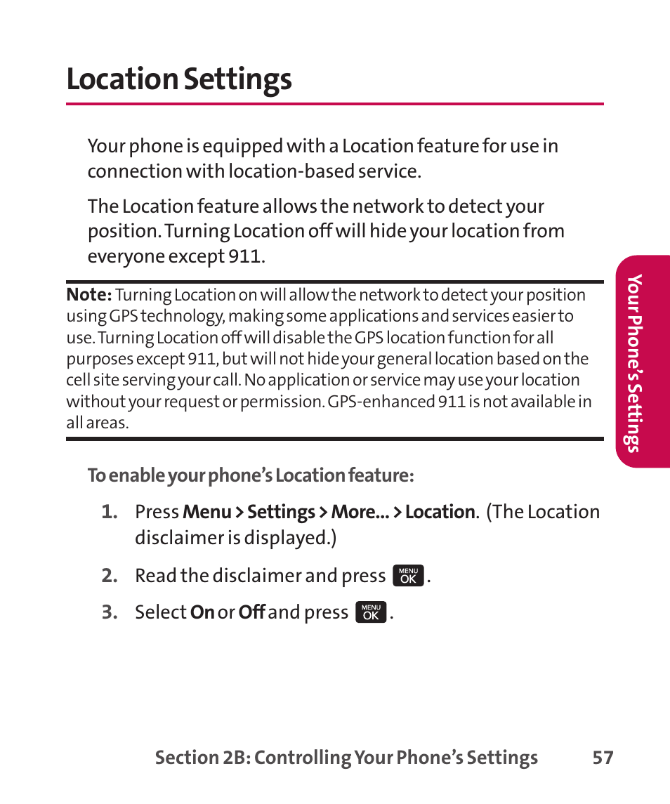 Location settings | LG LGLX265 User Manual | Page 71 / 438