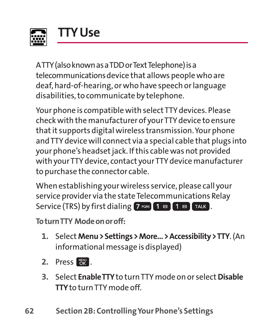 Tty use | LG LGLX265 User Manual | Page 76 / 438