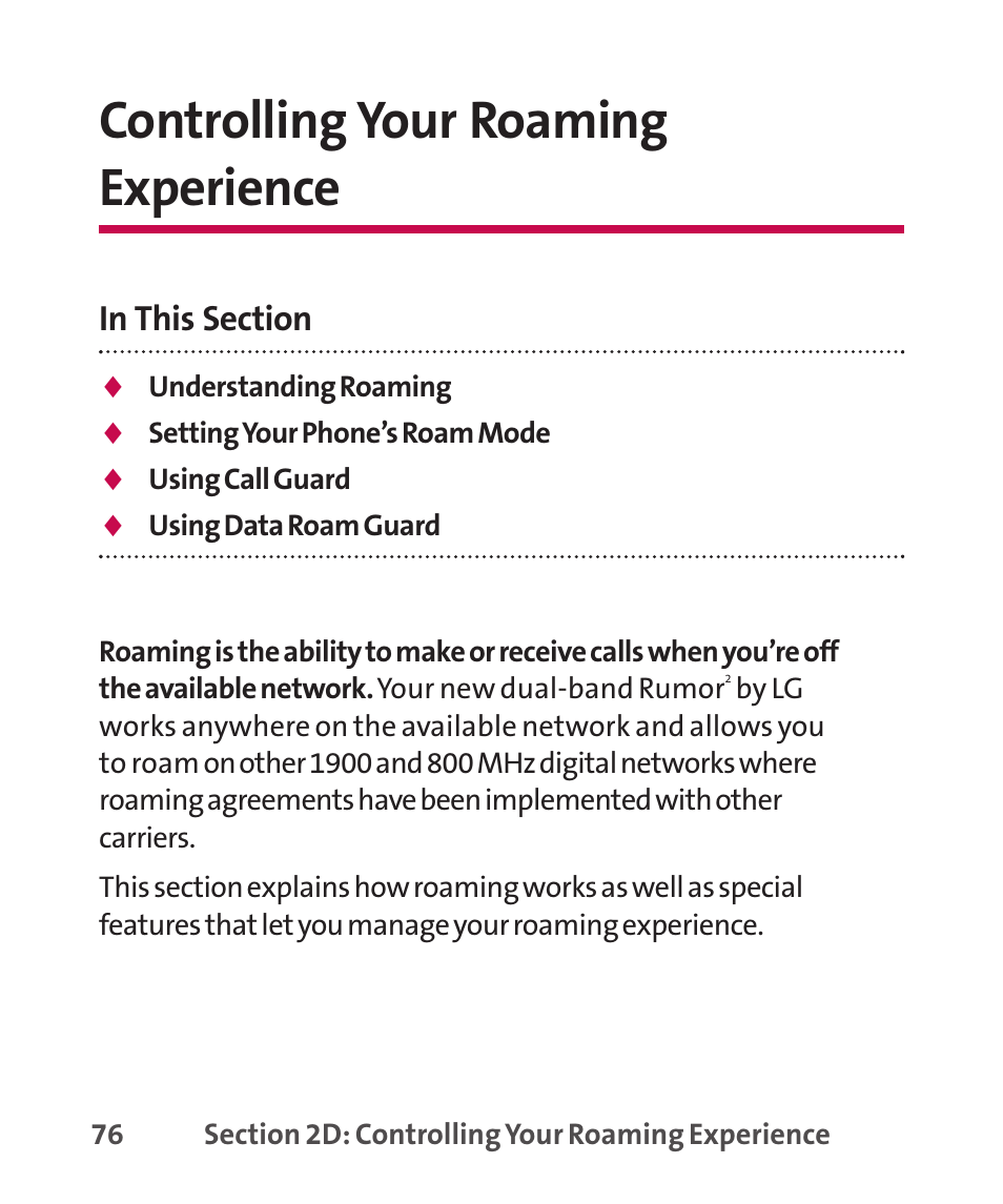 Controlling your roaming exp, Controlling your roaming experience | LG LGLX265 User Manual | Page 90 / 438