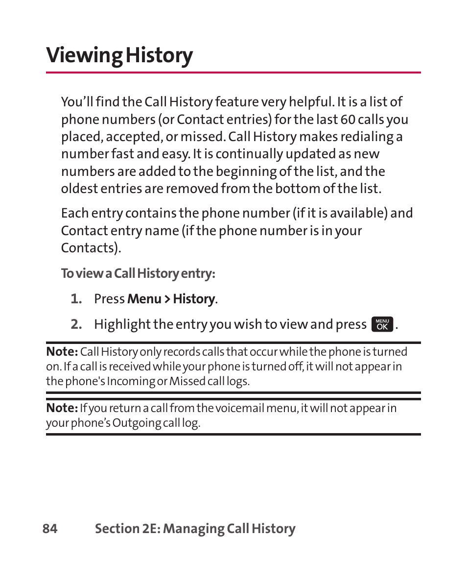 Viewing history | LG LGLX265 User Manual | Page 98 / 438